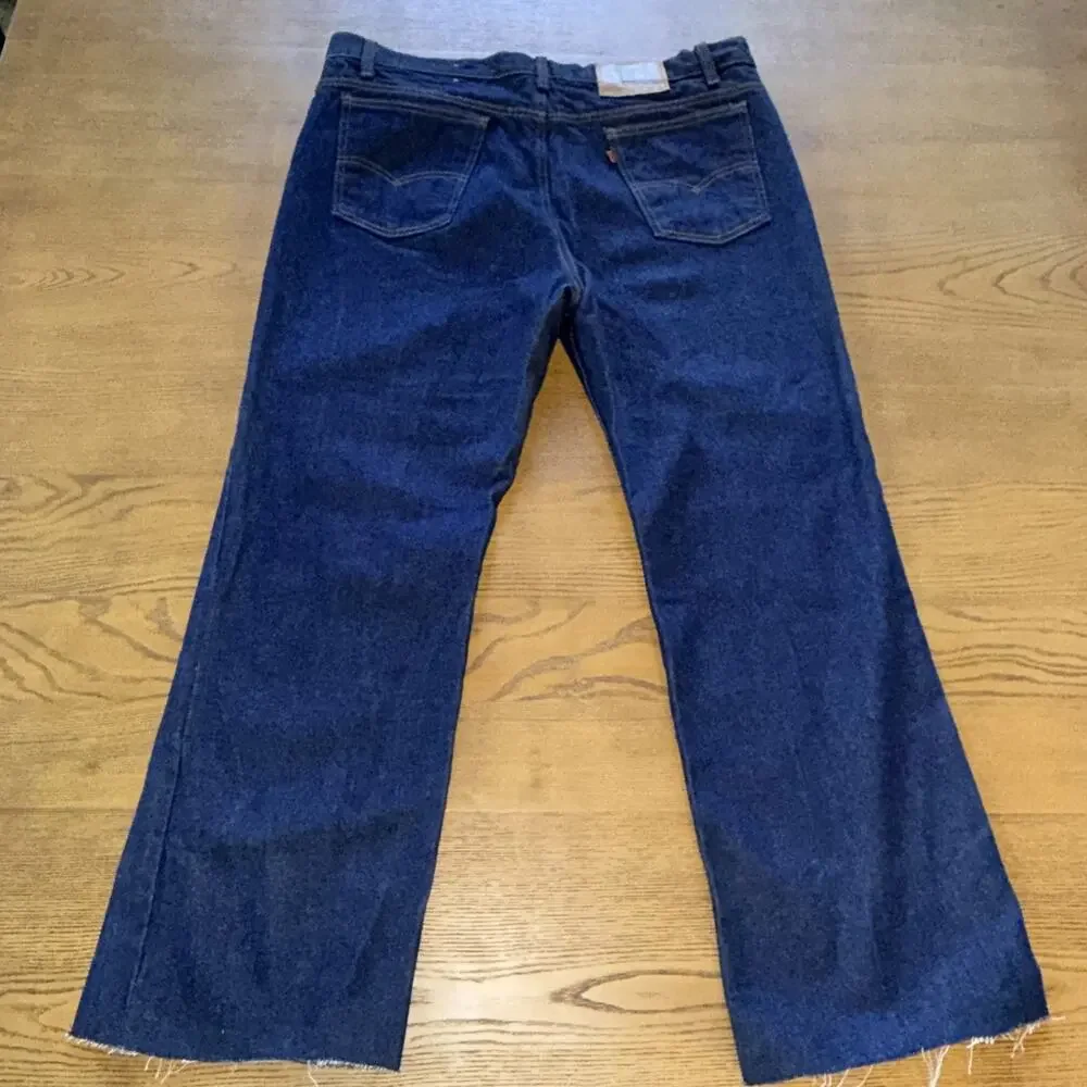 Vintage 1989 Levi's 517 Orange Tab Jeans Men's W42 Raw Hem Cut to L29 Dark Wash